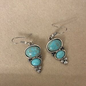 Chic Silver‎ and Turquoise Drop Earrings